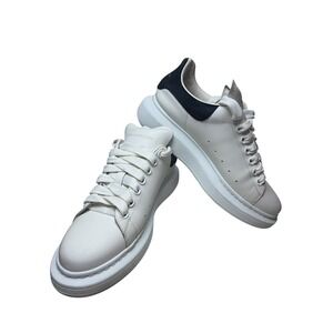 Alexander McQueen White Leather Sneakers with Black Heel
